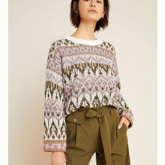 Anthropologie Sweaters - Anthropologie Fabiana Fair Isle Inspired Long Sleeve Sweater Warm Winter Medium